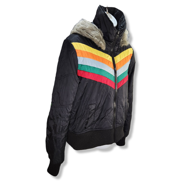 Jack by BB Dakota Multicolor Chevron Puffer Jacket - Picture 4 of 16